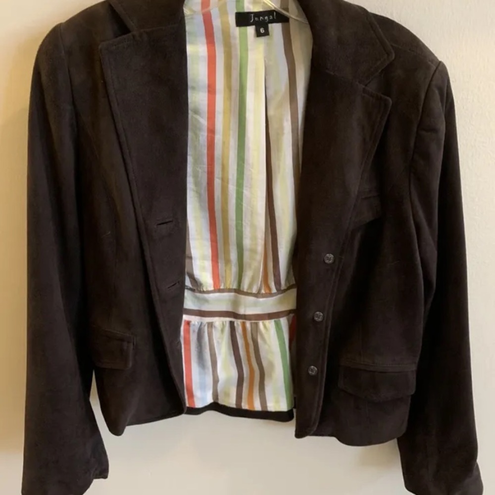 Jungal brown suede short jacket blazer size 6